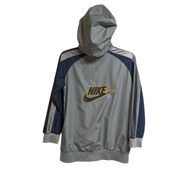 Nike Jacket Kids Medium Swish Full Zip Lightweight Jacket Youth M Gray / Blue - Picture 2 of 11